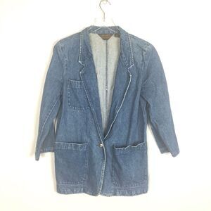 Eddie Bauer Denim Blazer Blue S Vintage 1980s